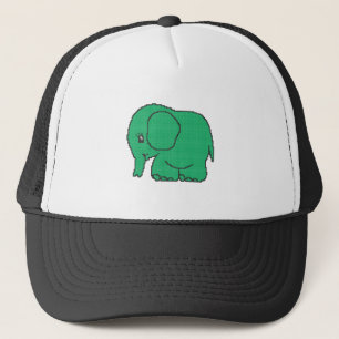 Funny cross-stitch green elephant trucker hat