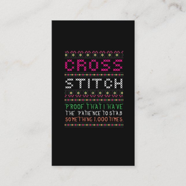 Funny Cross Stitch Needlepoint Sewing Needle Art Business Card (Front)