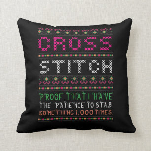 Funny Cross Stitch Needlepoint Sewing Needle Art Cushion