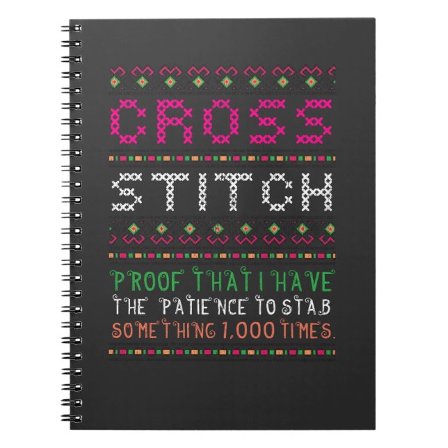 Funny Cross Stitch Needlepoint Sewing Needle Art Notebook (Front)