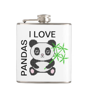Funny cross-stitch panda hip flask