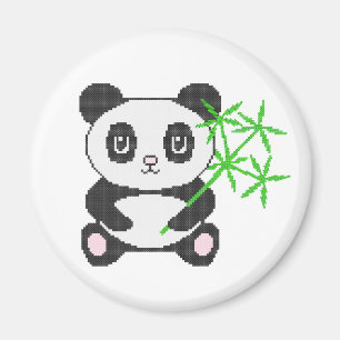 Funny cross-stitch panda magnet