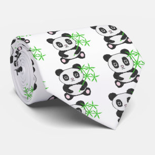 Funny cross-stitch panda tie