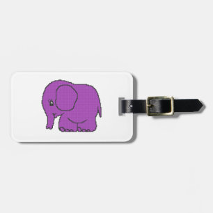 Funny cross-stitch purple elephant luggage tag