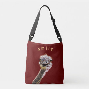 Funny Crossbody Bag with Happy Ostrich - Smile