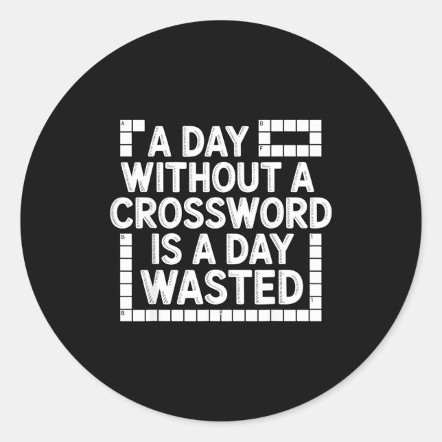 Funny Crossword Puzzle Word Game Nerd  Classic Round Sticker (Front)
