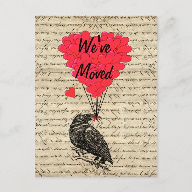Funny crow change of address announcement postcard (Front)