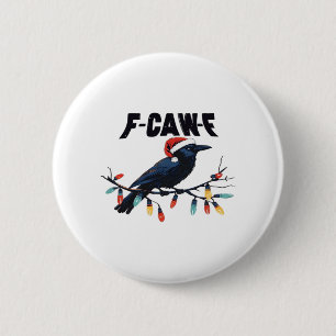 Funny Crow Christmas Classic Retro Design 6 Cm Round Badge