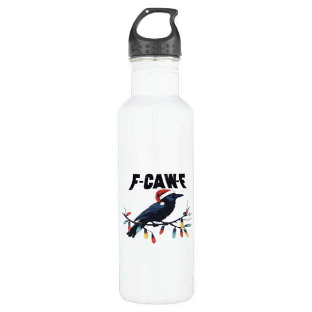 Funny Crow Christmas Classic Retro Design 710 Ml Water Bottle (Front)