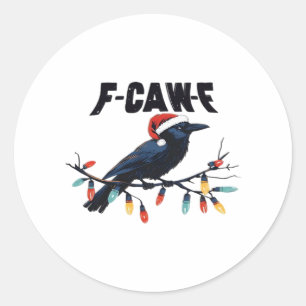 Funny Crow Christmas Classic Retro Design Classic Round Sticker