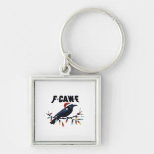 Funny Crow Christmas Classic Retro Design Key Ring