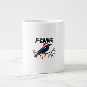 Funny Crow Christmas Classic Retro Design Large Coffee Mug