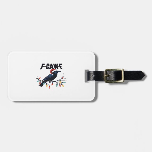 Funny Crow Christmas Classic Retro Design Luggage Tag (Front Horizontal)