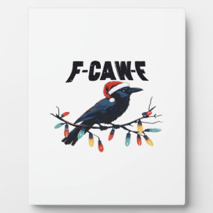 Funny Crow Christmas Classic Retro Design Plaque