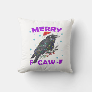 Funny Crow Christmas Classic Vintage Style Cushion