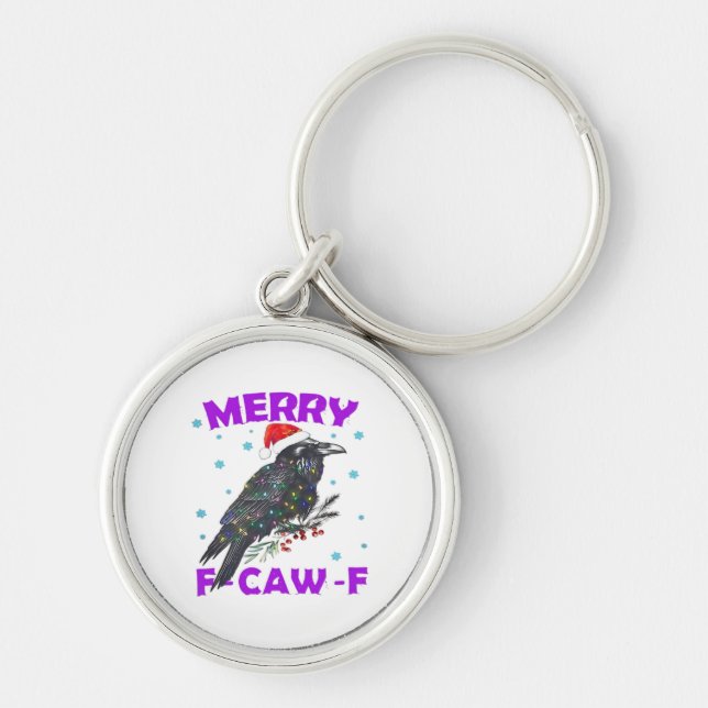 Funny Crow Christmas Classic Vintage Style Key Ring (Front)