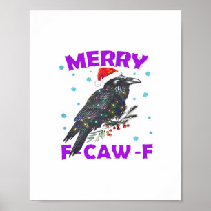 Funny Crow Christmas Classic Vintage Style Poster