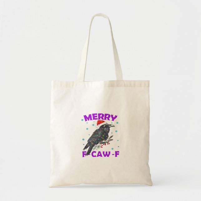 Funny Crow Christmas Classic Vintage Style Tote Bag (Front)