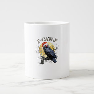 Funny Crow F-Caw-F Bird Gothic Christmas Santa Hat Large Coffee Mug