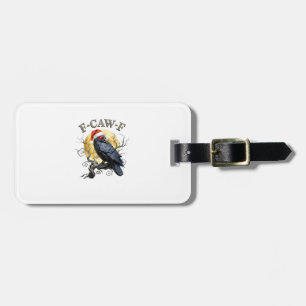 Funny Crow F-Caw-F Bird Gothic Christmas Santa Hat Luggage Tag