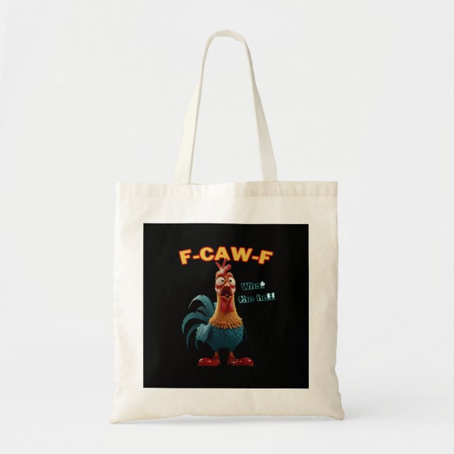 Funny Crow F-Caw-F Humour Gothic Tote Bag (Front)