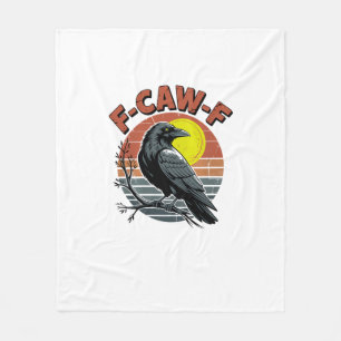 Funny Crow F-Caw-F Retro Sunset Adult Design Tri-B Fleece Blanket