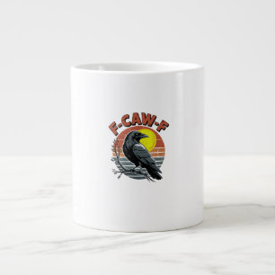 Funny Crow F-Caw-F Retro Sunset Adult Design Tri-B Large Coffee Mug