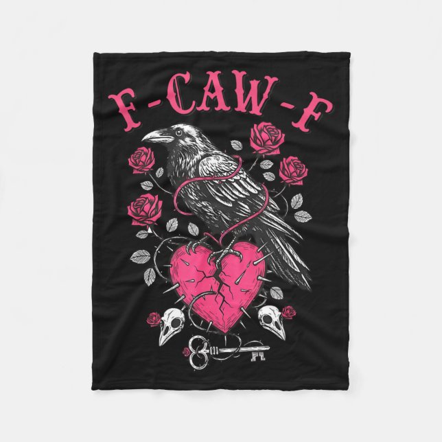 Funny Crow F-caw-f Valentines Day Black Bird Fcawf Fleece Blanket (Front)