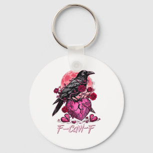 Funny Crow F-caw-f Valentines Day Black Bird Fcawf Key Ring