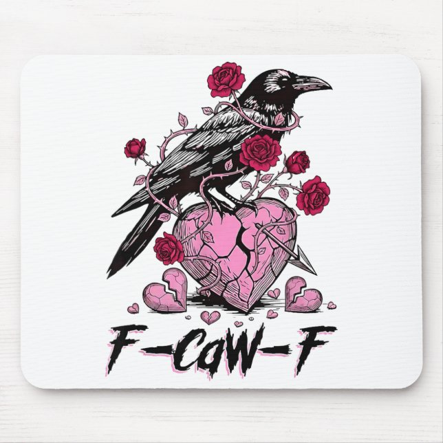 Funny Crow F-caw-f Valentines Day Black Bird Fcawf Mouse Mat (Front)