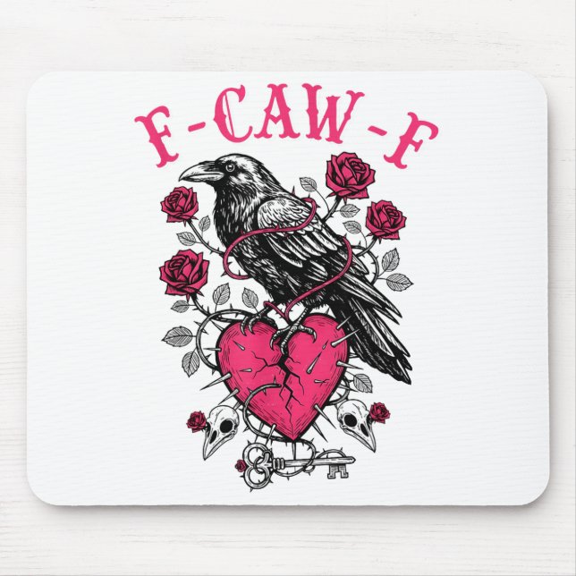 Funny Crow F-caw-f Valentines Day Black Bird Fcawf Mouse Mat (Front)