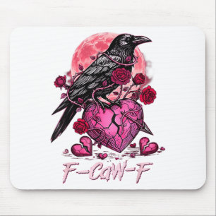 Funny Crow F-caw-f Valentines Day Black Bird Fcawf Mouse Mat
