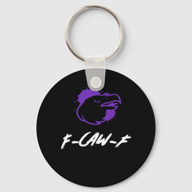 Funny Crow Logo F-Caw-F – Caws For Attention! Clas Key Ring (Front)