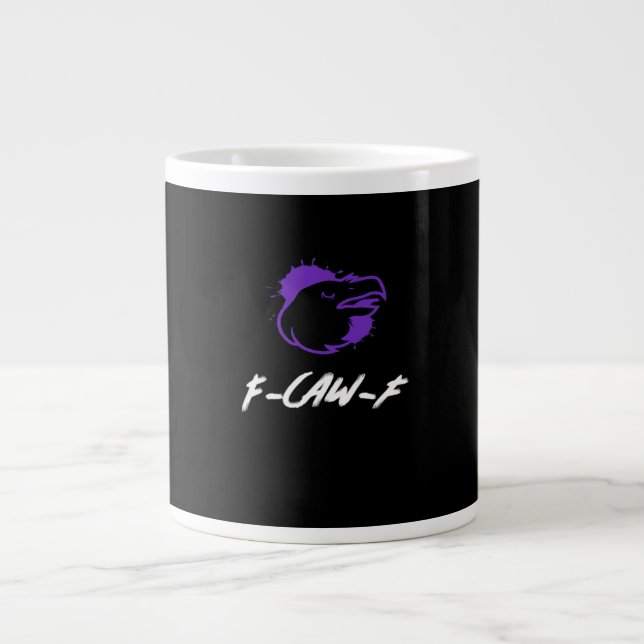 Funny Crow Logo F-Caw-F – Caws For Attention! Clas Large Coffee Mug (Front)