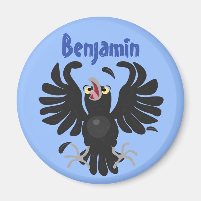 Funny crow raven cartoon illustration magnet (Front)