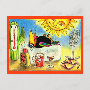 Funny Crow Summer Vacation postcard