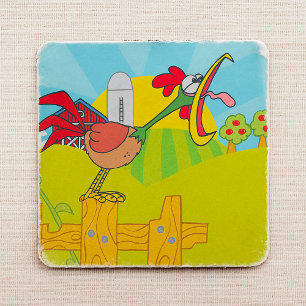 Funny Crowing Rooster Farm Square Sticker