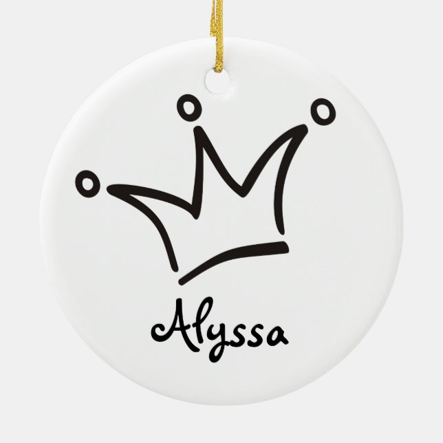 Funny Crown black + your backgr. & text Ceramic Tree Decoration (Back)