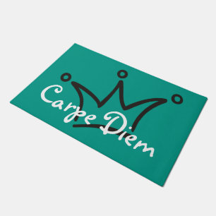 Funny Crown black + your backgr. & text Doormat