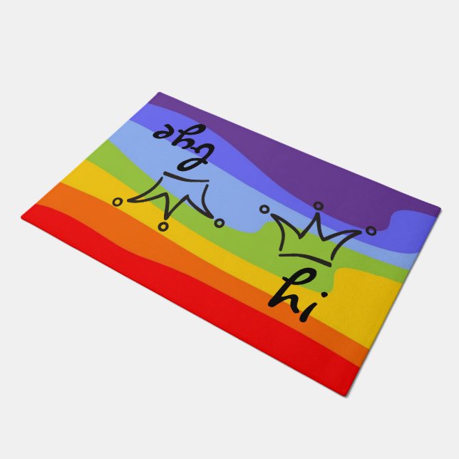 Funny Crown black + your backgr. & text Doormat (Angled)