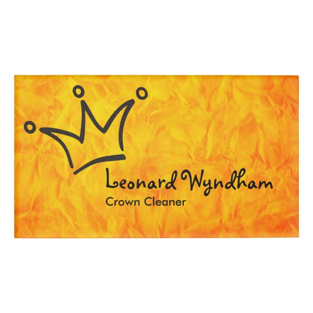 Funny Crown black + your backgr. & text Name Tag (Front)