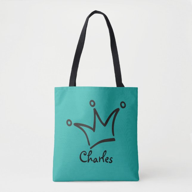 Funny Crown black + your backgr. & text Tote Bag (Front)