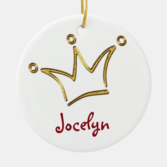 Funny Crown gold + your backgr. & text Ceramic Tree Decoration (Front)