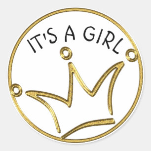 Funny Crown gold + your backgr. & text Classic Round Sticker
