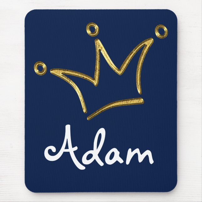 Funny Crown gold + your backgr. & text Mouse Mat (Front)