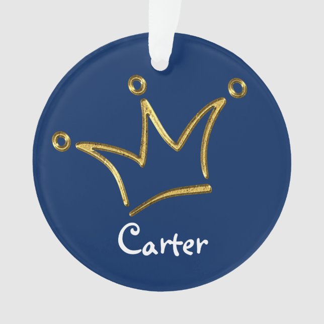 Funny Crown gold + your backgr. & text Ornament (Front)