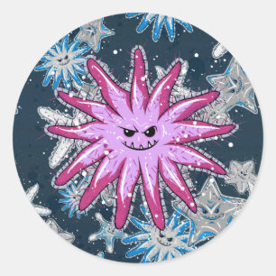 Funny Crown-of-Thorns Starfish with a smirk Classic Round Sticker