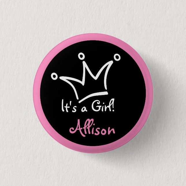 Funny Crown white + your backgr. & text 3 Cm Round Badge (Front)