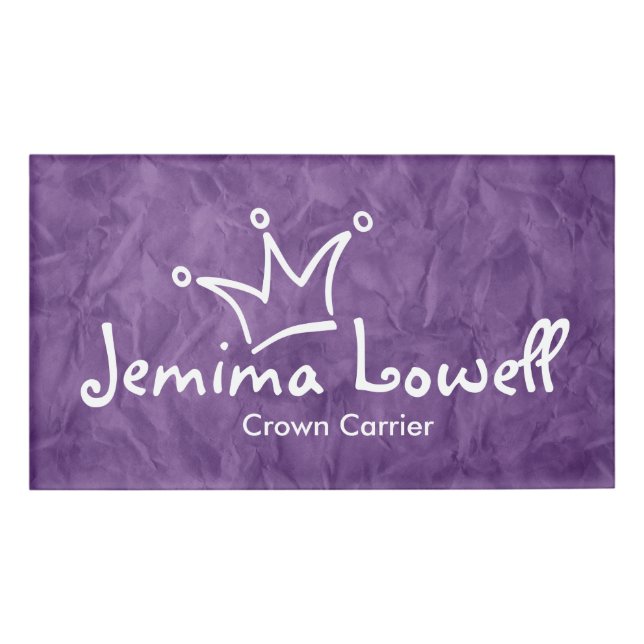 Funny Crown white + your backgr. & text Name Tag (Front)