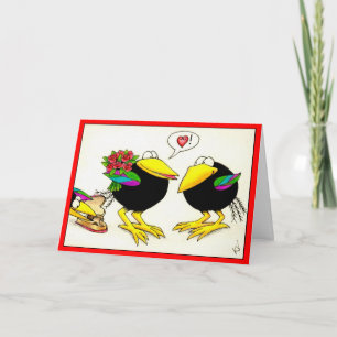 Funny Crows Valentine's Day greeting card